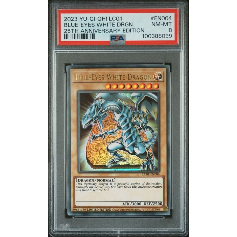 2023 Yu-Gi-Oh! Lc01-Legendary Collection: 25th Anniversary Edition #EN004 Blue-Eyes White Drgn. 25th Anniversary Edition PSA 8: graded slab, front view