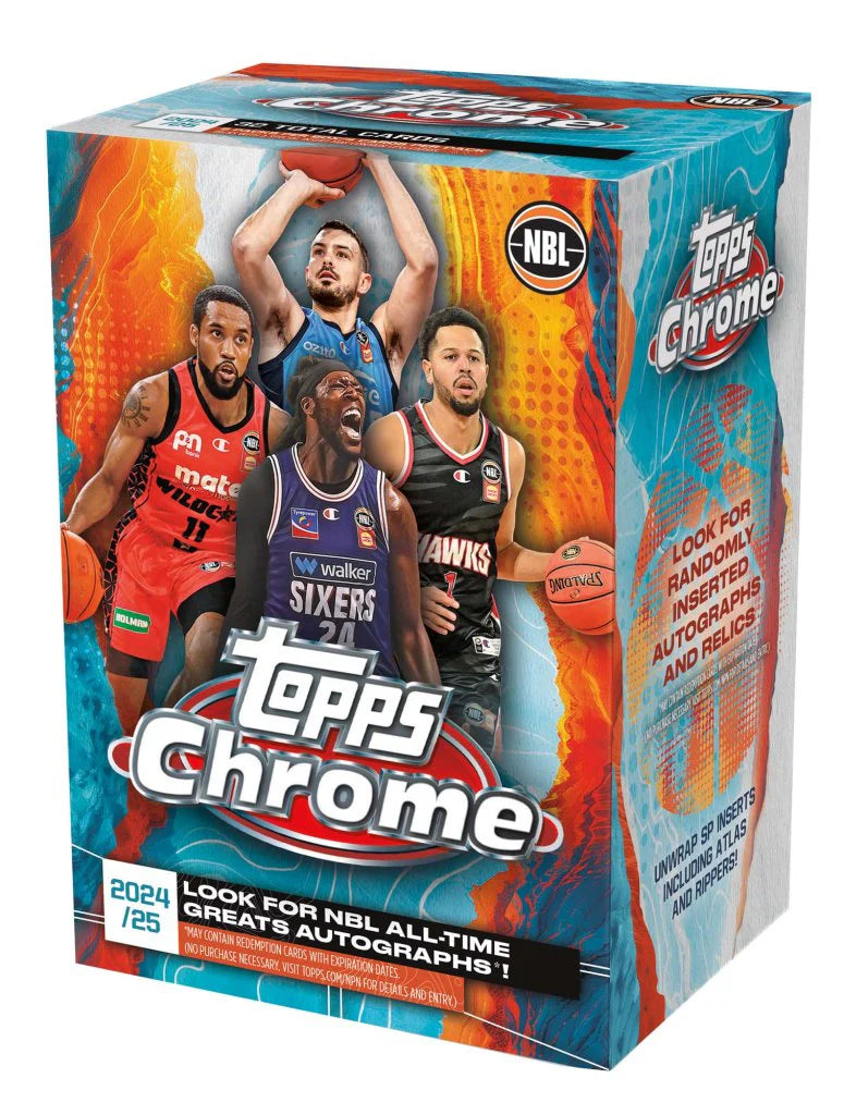2024-25 Topps Chrome NBL Basketball Blaster Box, sealed box, product photo