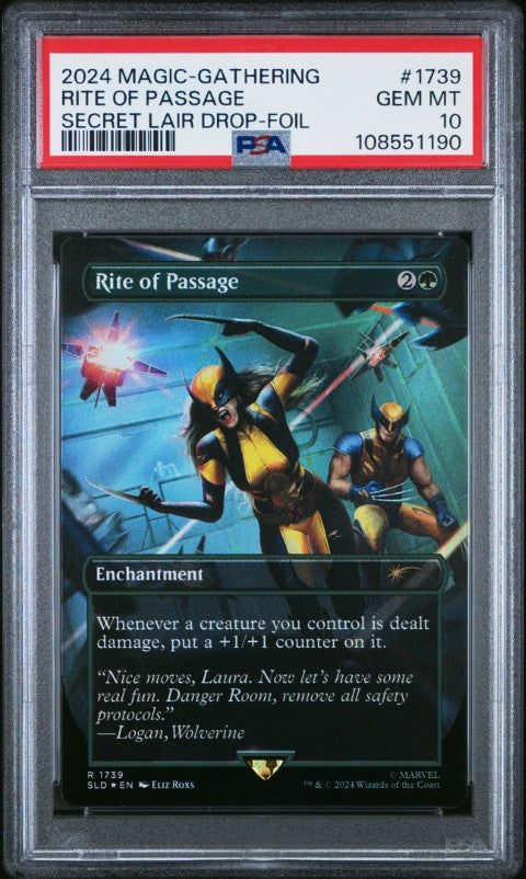 2024 Magic The Gathering Secret Lair Drop #1739 Rite Of Passage Secret Lair Drop-Foil PSA 10: graded slab, front view