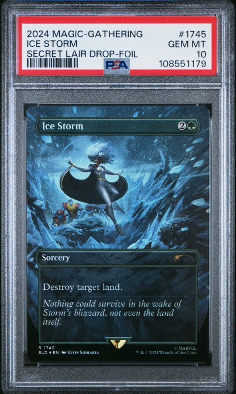 2024 Magic The Gathering Secret Lair Drop #1745 Ice Storm Secret Lair Drop-Foil PSA 10: graded slab, front view