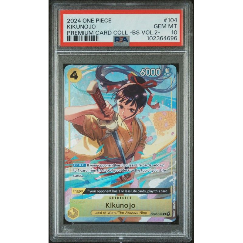 2024 One Piece Premium Card Collection -Best Selection Vol.2- #104 Kikunojo PSA 10: graded slab, front view