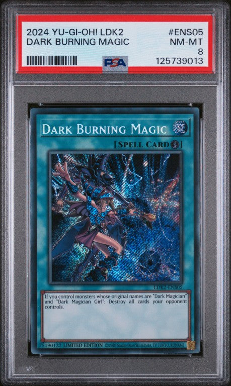 2024 Yu-Gi-Oh! Legendary Decks Ii #ENS05 Dark Burning Magic PSA 8: graded slab, front view