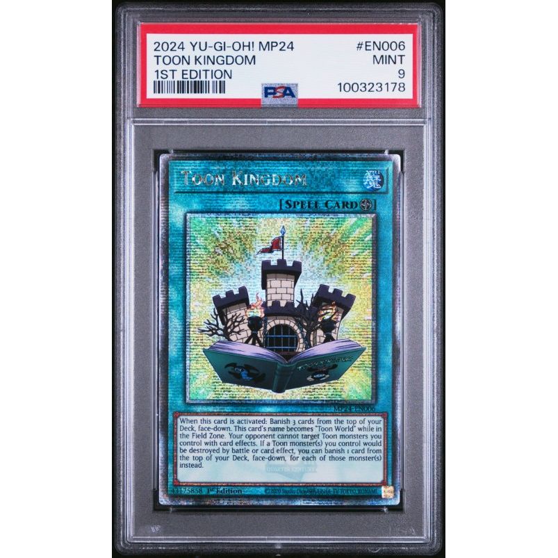 2024 Yu-Gi-Oh! Mp24-25th Anniversary Tin: Dueling Mirrors #EN006 Toon Kingdom 1st Edition PSA 9: graded slab, front view