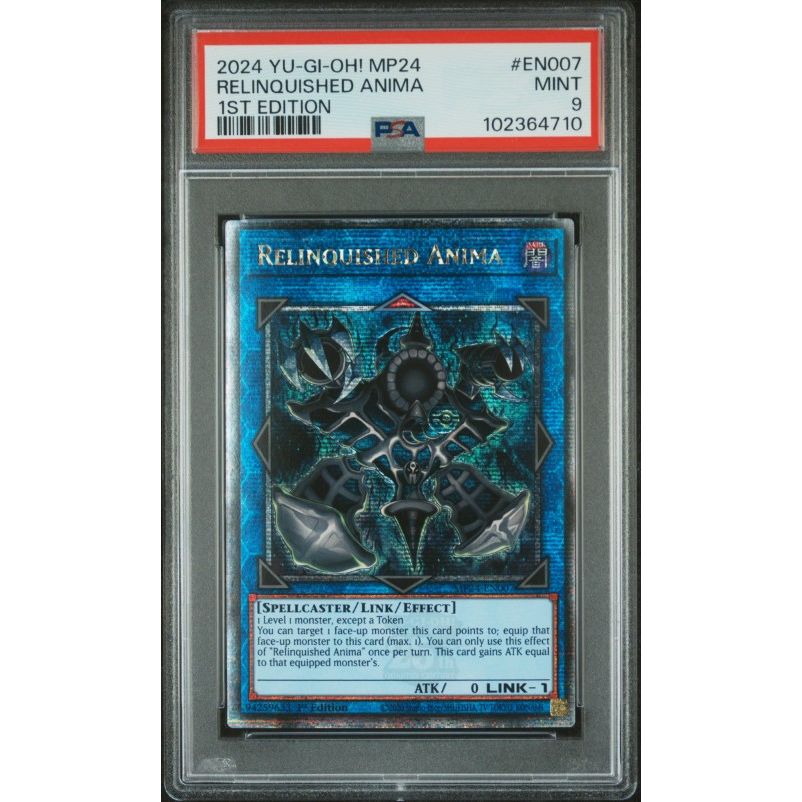 2024 Yu-Gi-Oh! Mp24-25th Anniversary Tin: Dueling Mirrors #EN007 Relinquished Anima 1st Edition PSA 9: graded slab, front view