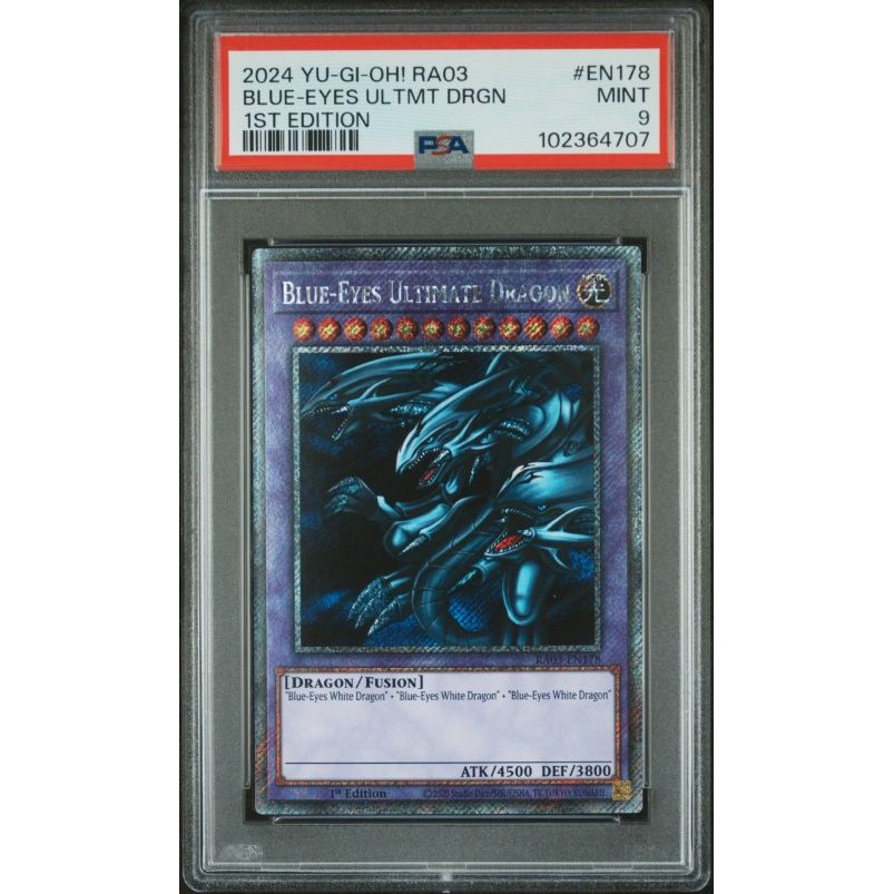 2024 Yu-Gi-Oh! Ra03-Quarter Century Bonanza #EN178 Blue-Eyes Ultmt Drgn 1st Edition PSA 9: graded slab, front view