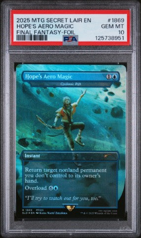 2025 Magic The Gathering Secret Lair Drop #1869 Hope'S Aero Magic Final Fantasy-Foil PSA 10: graded slab, front view