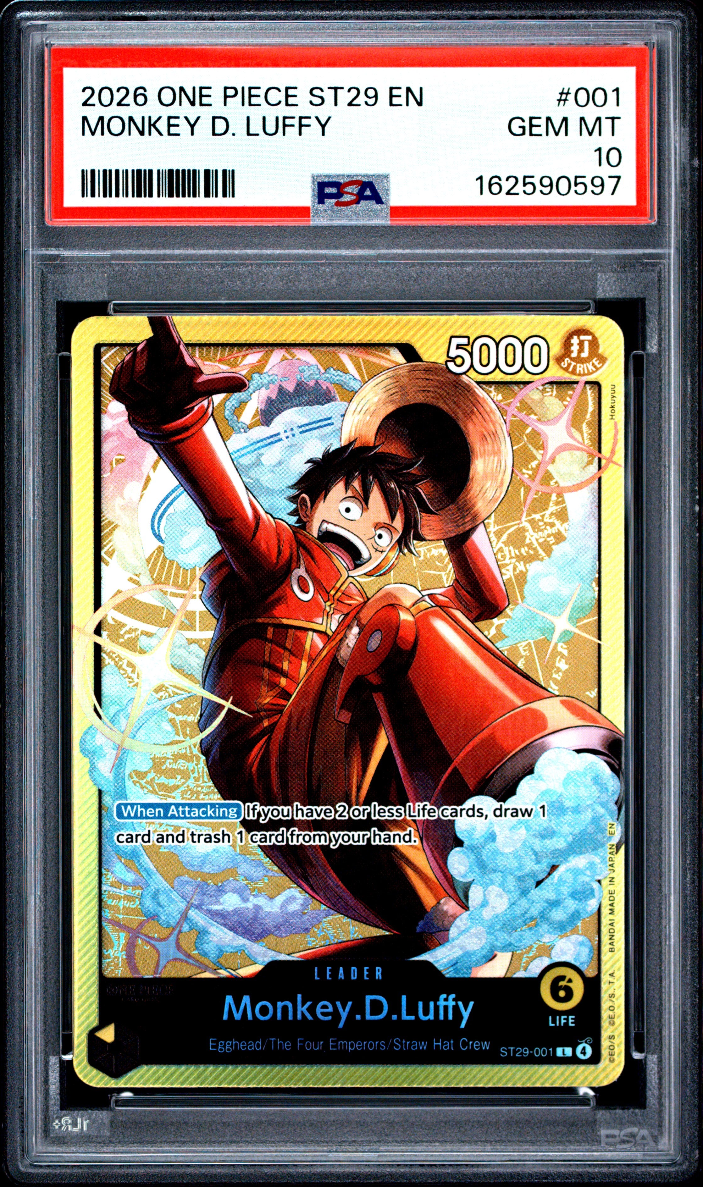 2026 One Piece Starter Deck St29-Egghead #001 Monkey D. Luffy: graded slab, front view