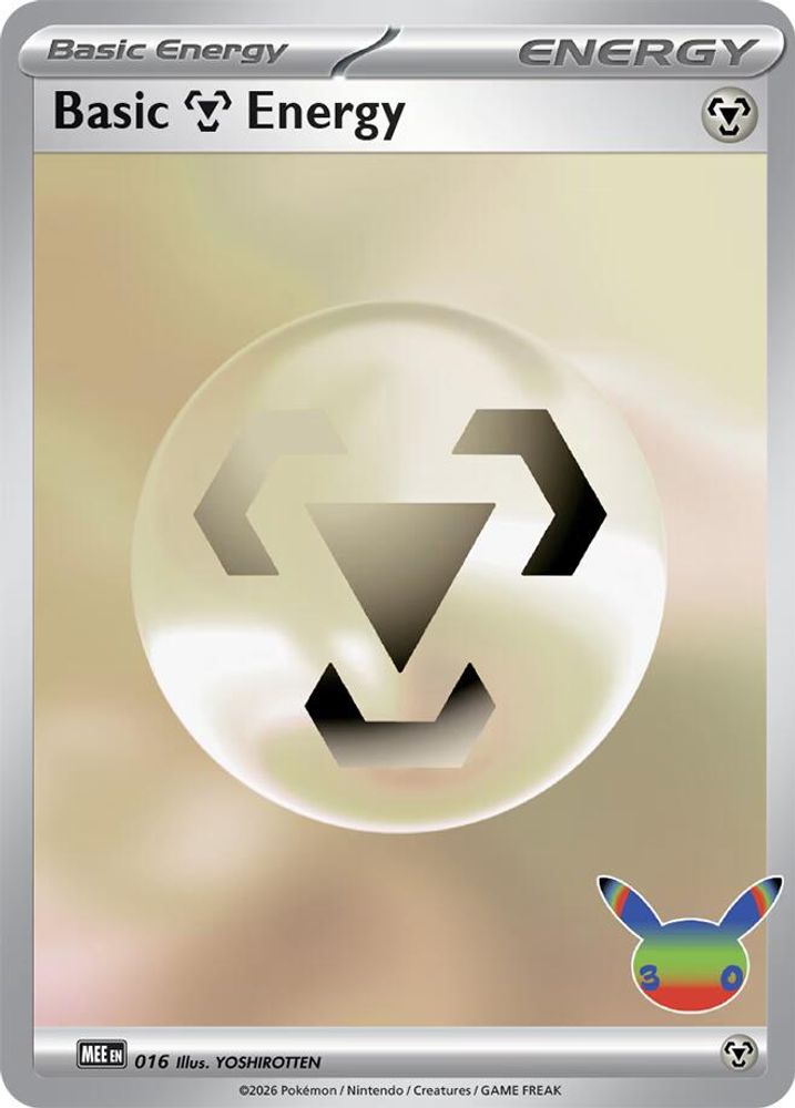 Pokémon card: Basic Metal Energy (Holofoil) 016 from 30th Celebration (M6a), front of card