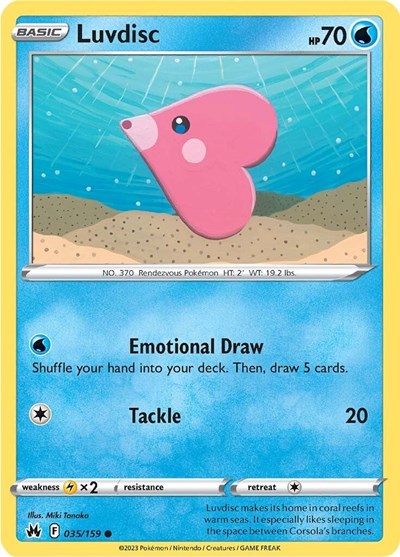 Pokémon card: Luvdisc 035/159 from Crown Zenith (Common), Water type, front of card