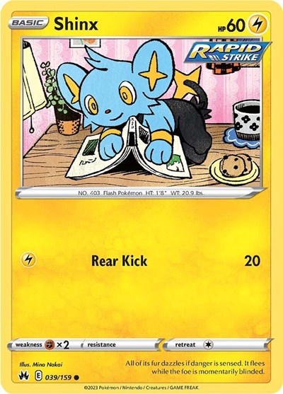 Pokémon card: Shinx 039/159 from Crown Zenith (Common), Lightning type, front of card