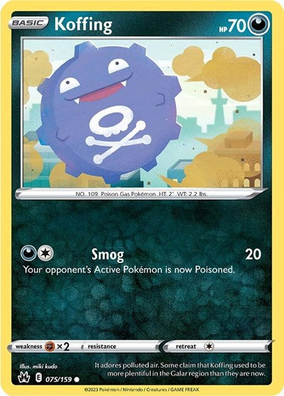 Pokémon card: Koffing 075/159 from Crown Zenith (Common), Darkness type, front of card