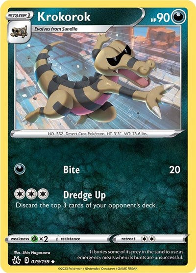 Pokémon card: Krokorok 079/159 from Crown Zenith (Uncommon), Darkness type, front of card