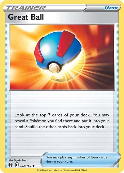 Pokémon card: Great Ball 132/159 from Crown Zenith (Uncommon), front of card