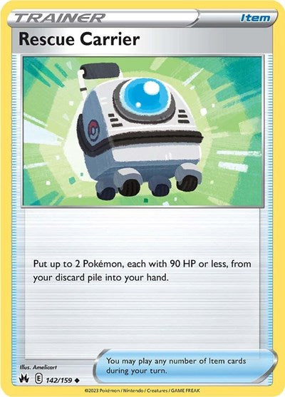 Pokémon card: Rescue Carrier 142/159 from Crown Zenith (Uncommon), front of card