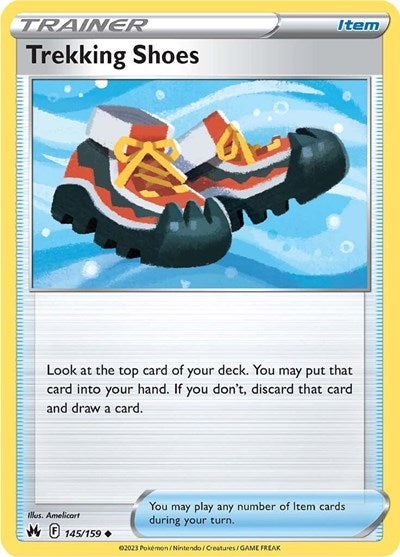 Pokémon card: Trekking Shoes 145/159 from Crown Zenith (Uncommon), front of card