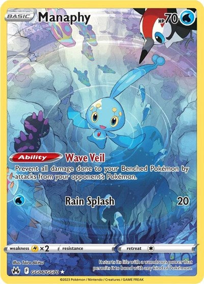 Pokémon card: Manaphy GG06/GG70 from Crown Zenith Galarian Gallery (Ultra Rare), Water type, front of card