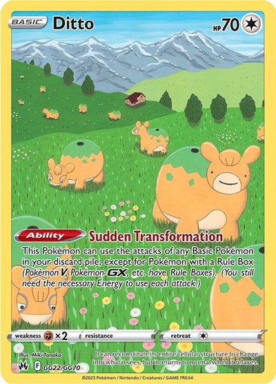Pokémon card: Ditto GG22/GG70 from Crown Zenith Galarian Gallery (Ultra Rare), front of card