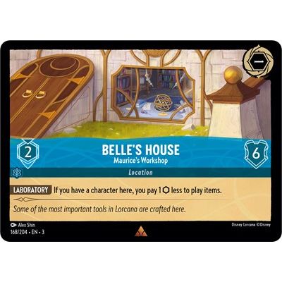 Lorcana card: Belle's House - Maurice's Workshop 168/204 from Into The Inklands (Rare), front of card