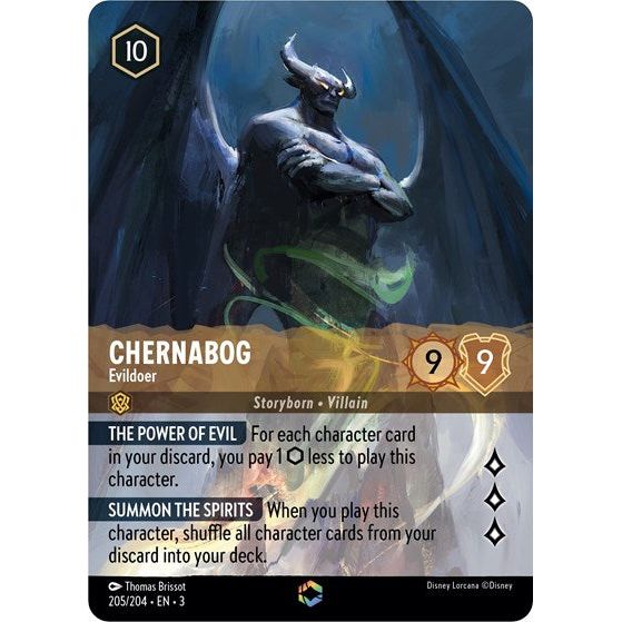 Lorcana card: Chernabog - Evildoer 205/204 from Into The Inklands (Enchanted), front of card