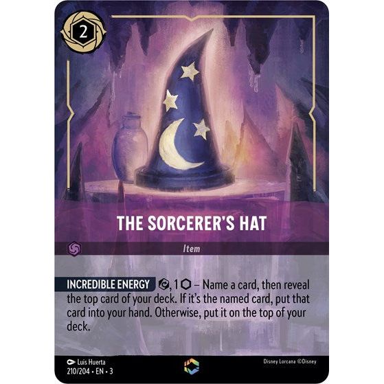 Lorcana card: The Sorcerer's Hat 210/204 from Into The Inklands (Enchanted), front of card