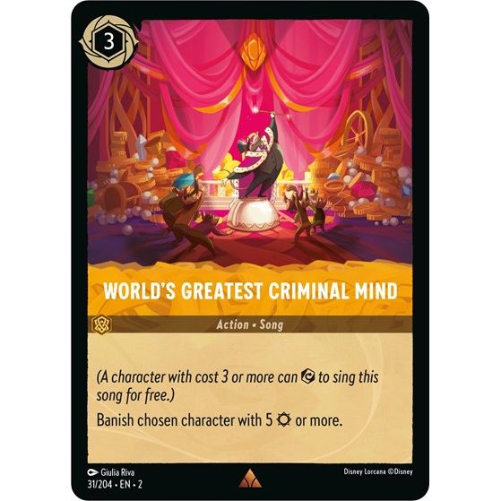Lorcana card: World's Greatest Criminal Mind 031/204 from Rise of the Floodborn (Rare), front of card