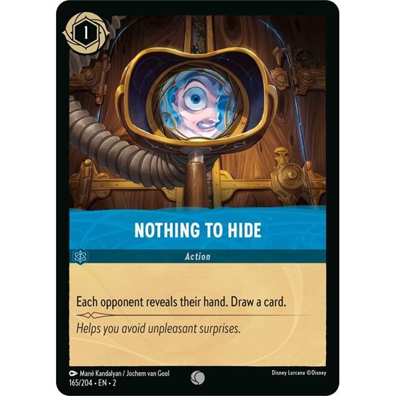 Lorcana card: Nothing to Hide 165/204 from Rise of the Floodborn (Common), front of card