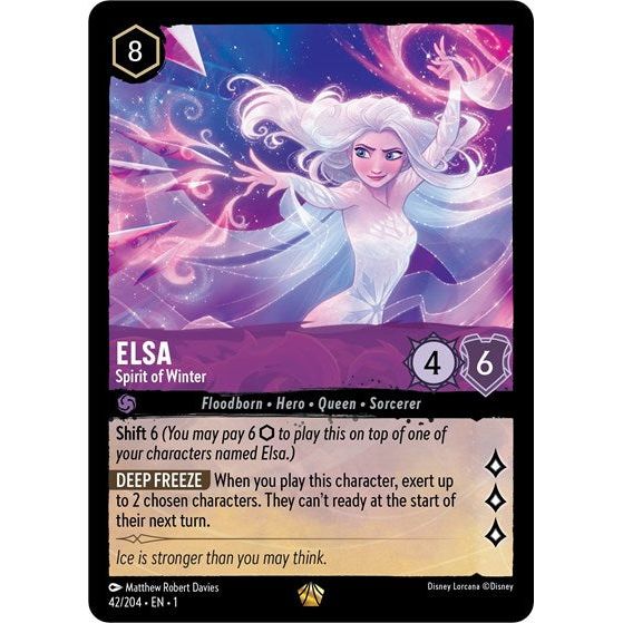 Lorcana card: Elsa - Spirit of Winter 042/204 from The First Chapter (Legendary), front of card
