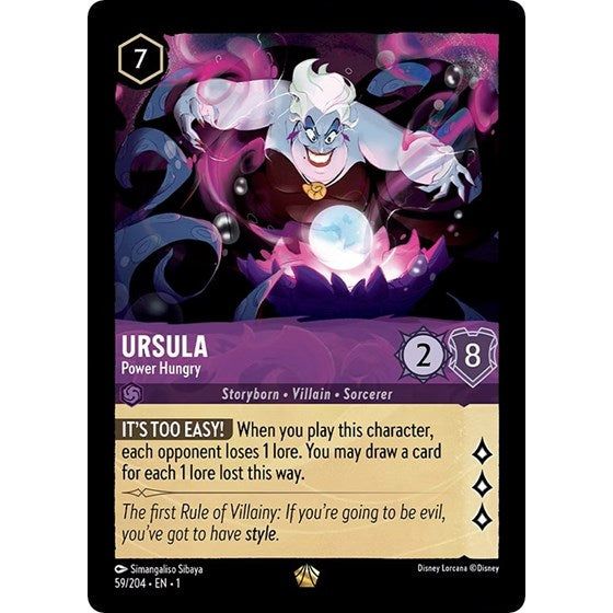 Lorcana card: Ursula - Power Hungry 059/204 from The First Chapter (Legendary), front of card