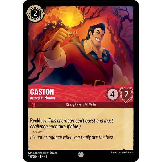 Lorcana card: Gaston - Arrogant Hunter 110/204 from The First Chapter (Common), front of card