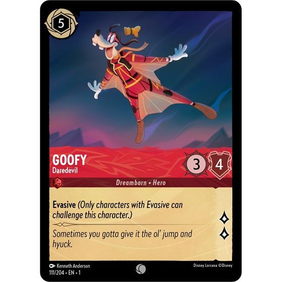 Lorcana card: Goofy - Daredevil 111/204 from The First Chapter (Common), front of card