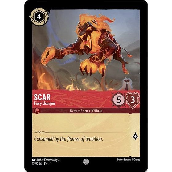 Lorcana card: Scar - Fiery Usurper 122/204 from The First Chapter (Common), front of card