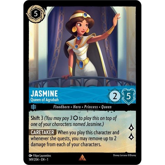 Lorcana card: Jasmine - Queen of Agrabah 149/204 from The First Chapter (Rare), front of card