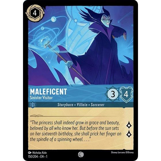 Lorcana card: Maleficent - Sinister Visitor 150/204 from The First Chapter (Common), front of card