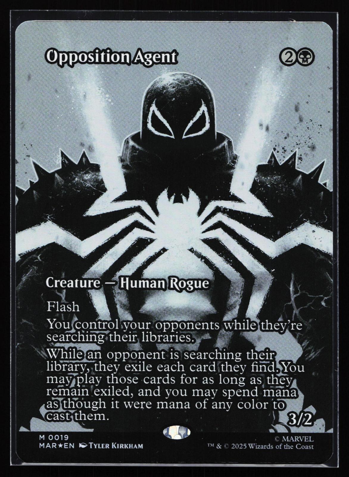 Magic: The Gathering card: Marvel Universe Eternal-Legal 19 Opposition Agent (Borderless) Mythic Foil, front of card