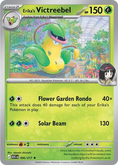 Pokémon card: Erika's Victreebel 006/217 from Ascended Heroes (Rare), Grass type, front of card