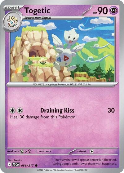 Pokémon card: Togetic 081/217 from Ascended Heroes (Common), Psychic type, front of card