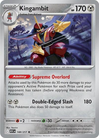 Pokémon card: Kingambit 148/217 from Ascended Heroes (Rare), Metal type, front of card