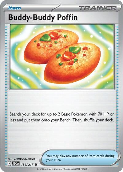 Pokémon card: Buddy-Buddy Poffin 184/217 from Ascended Heroes (Common), front of card