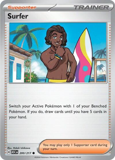 Pokémon card: Surfer 200/217 from Ascended Heroes (Common), front of card