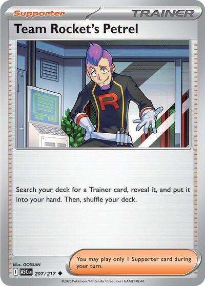 Pokémon card: Team Rocket's Petrel 207/217 from Ascended Heroes (Uncommon), front of card
