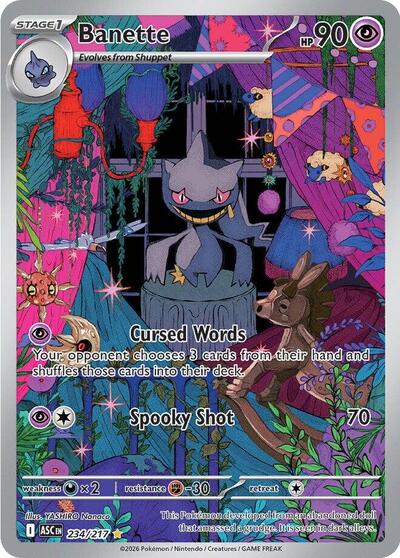 Pokémon card: Banette 234/217 from Ascended Heroes (Illustration Rare), Psychic type, front of card