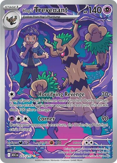 Pokémon card: Hop's Trevenant 237/217 from Ascended Heroes (Illustration Rare), Psychic type, front of card