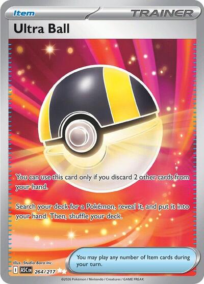 Pokémon card: Ultra Ball 264/217 from Ascended Heroes (Ultra Rare), front of card