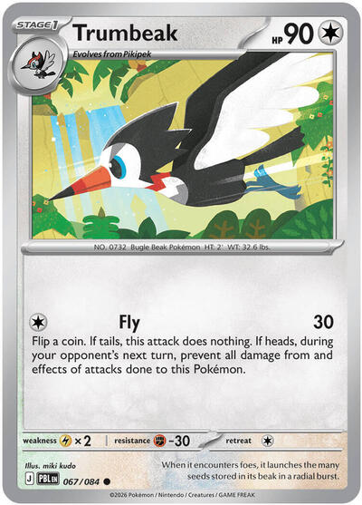 Pokémon card: Trumbeak 067/084 from Pitch Black (Common), Colorless type, front of card