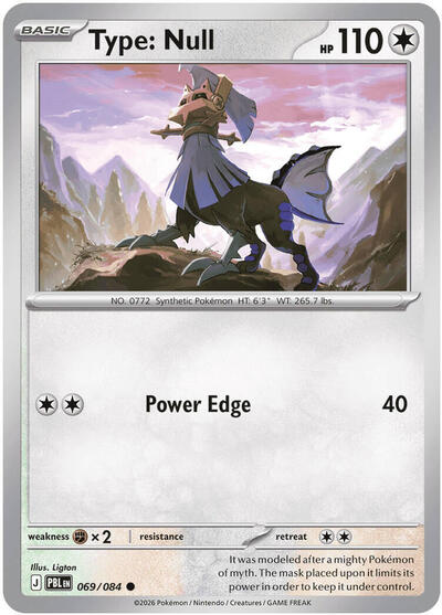 Pokémon card: Type: Null 069/084 from Pitch Black (Common), Colorless type, front of card