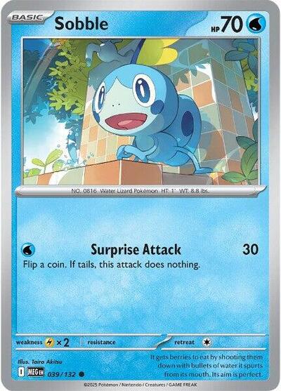 Pokémon card: Sobble 039/132 from Mega Evolution base set (Common), Water type, front of card