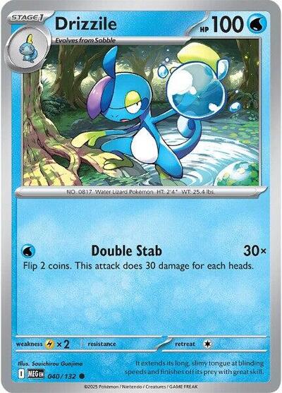 Pokémon card: Drizzile 040/132 from Mega Evolution base set (Common), Water type, front of card