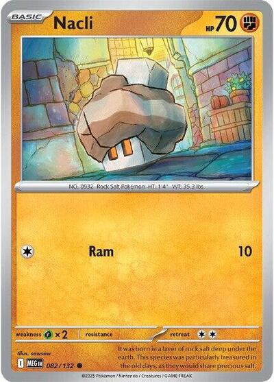 Pokémon card: Nacli 082/132 from Mega Evolution base set (Common), Fighting type, front of card
