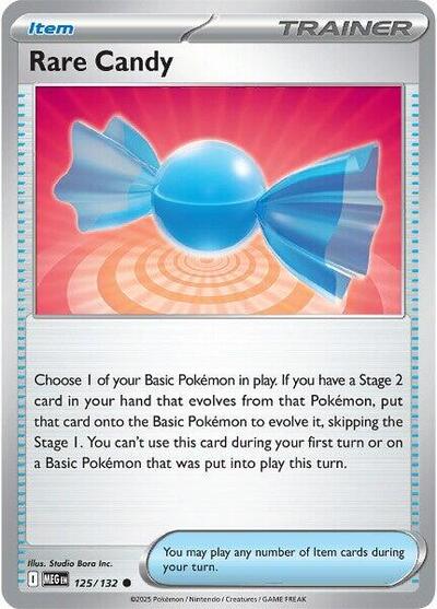 Pokémon card: Rare Candy 125/132 from Mega Evolution base set (Common), front of card
