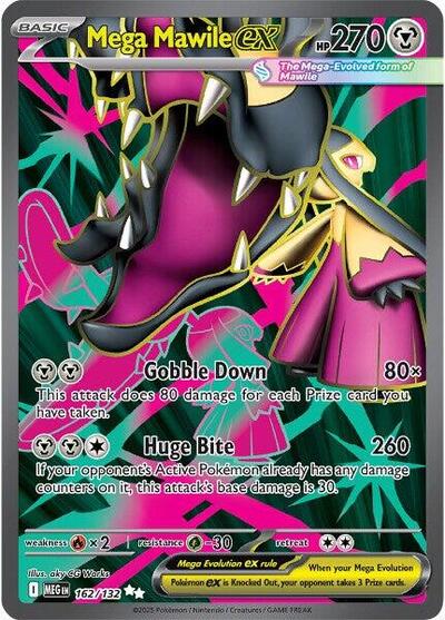 Pokémon card: Mega Mawile ex 162/132 from Mega Evolution base set (Ultra Rare), Metal type, front of card